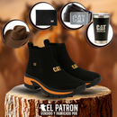 Kit Bota Adventure de Cuero Legítimo con Plantilla Ortopédica y Suela Antideslizante +REGALOS: Vaso Térmico, Sombrero, Cinturón y Billetera
