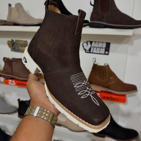 Kit Bota Barreto de Cuero Legítimo con Plantilla Ortopédica +REGALOS: Cuchillo con Funda, Cinturón, Sombrero y Porta Celular